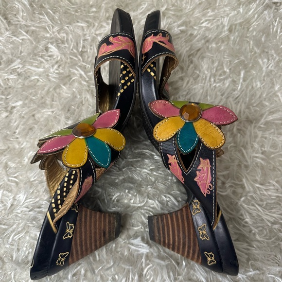 Spring Step L’artiste Sandals Pink Flowers Women’s Size 9 - Picture 3 of 5